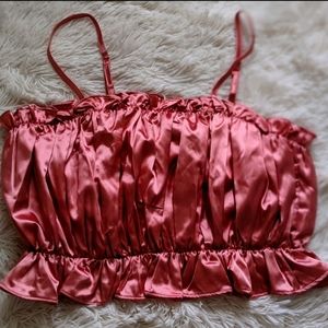 Ruffled pink crop top